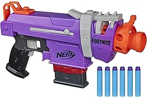 NERF Fortnite SMG-E Blaster - Pistola de dardos motorizada, enganche para 6 dardos y 6 dardos oficiales Elite Darts, para jóvenes, adolescentes o adultos