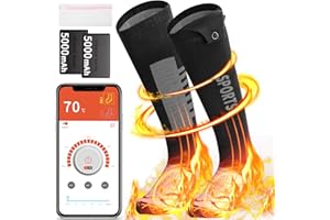 AQV Calcetines calefactables para Hombres y Mujeres, 5000 mAh Calcetines Recargables, La aplicación del móvil controla 4 Niveles de Temperatura，Aptos para Camping/esquí/Excursionismo/Pesca (EU) 35-46