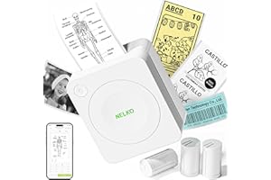 Nelko Mini Drucker PM230 Aufkleber Drucker Fotodrucker mit 3 Rollen Etiketten für Smartphone Thermodrucker Bluetooth Etikettendrucker für DIY Erstellung, Studiennotizen, (Weiß)