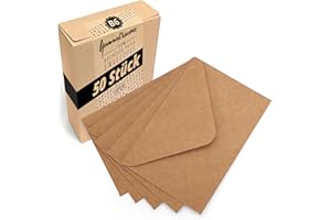 Japun - sobres (50 piezas) de papel kraft vintage marrón, sobre sin ventana - DIN B6-175 x 125 mm
