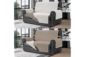 BANZAII TEXTILE INNOVATOR ONLINE Banzaii Cubre Sofá Funda Sofá Acolchada Reversible – Protector para Sofá 2 Plazas, Crema y Arena