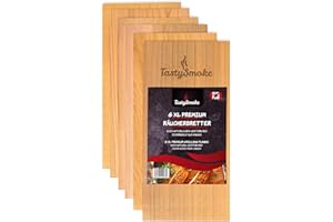 TastySmoke® Premium Cedar Wood Board for Grilling - 100% Natural Product Made from Western Red Cedar - Cedar Wood Grill Boards in Value Pack of 6 - Reusable Several Times