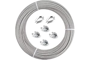GZFTMKOBNS de cuerda de alambre, Kit de Luces para Exteriores, Kit de Suspensión de Cuerda,3mm de acero galvanizado Cable de Acero