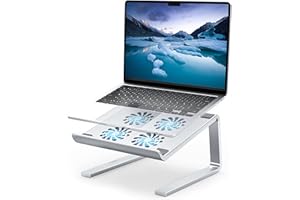 SOUNDANCE Laptop Kühlpad mit 3.0 USB Hubs und leisen Lüftern, Laptop Stand Kühler Verhindert CPU Überhitzung, Ergonomisch Stabile Metall Computer Riser für 10-17.3 Gaming Office PC Notebook, Silber
