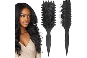 WBENG Spazzola per capelli ricci, Spazzola per definire ricci 2024, Spazzola per definire ricci, per pettinare e modellare uomini e donne (Black)