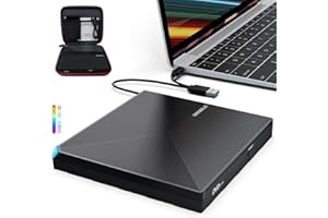 ORIGBELIE Masterizzatore DVD Esterno, Portatile USB 3.0 e Tipo C CD/DVD -/+RW Drive, Lettore CD Esterno per PC Portatile Laptop Desktop iMac MacBook Pro Windows 11/10/8/7/XP Linux Mac OS Con Custodia