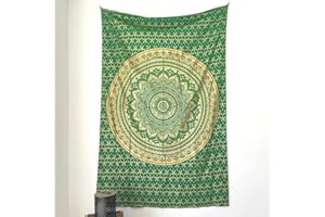 MOMOMUS Arazzo Mandala - D'oro - 100% Cotone, Grande, Multiuso -