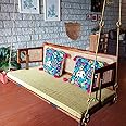 Royal Ambience Wooden Swing for Home, Reversible Cane Jhula with Brass Coated Chain -Ovi - 40 inch