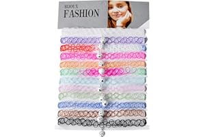 BOBOZHONG Collier Ras du Cou, 12PCS Tour de Cou pour Enfants Adolescents Filles Femmes Collier Tatouage Gothique Stretch avec Pendentif élastique Collier Ensembl pour Filles Femmes