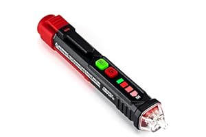 KAIWEETS Detector de Voltaje sin Contacto VT200, LCD Buscapolos con Doble Rango para Identificar Fase y Neutro, 12V-1000V/48V-1000V, Localizar Punto de Rotura, Alarma, Linterna