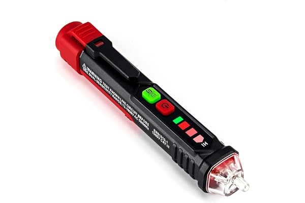 KAIWEETS Détecteur de Tension Sans Contact NCV, Test de Fil de Phase/Neutre, Buzzer Sonore & Lumineux, Lampe de Poche, Stylo Testeur de Tension Double Sensibilité 12V/48V-1000V
