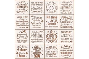 OOTSR 16 Stück Inspirierende Wort Schablonen zum Malen auf Holz, 20x20cm, Kunststoff Schablonen Vorlagen für Scrapbooking, Holz Böden Kunst Dekorationen
