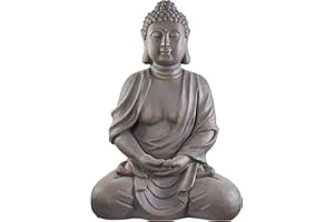 ‎WORLDCONNECTION Worldconnection XXXL Großer Buddha 70 cm Garten Deko Figur Skulptur Feng Shui Steinfigur-Optik