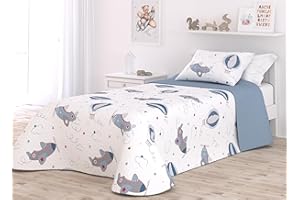 Victorio & Lucchino Colcha Infantil de Verano y Primavera. Ligera Colcha cubrecama de Microfibra. Incluye Funda de cojín. (Aviones con COJÍN, Cama 90cm)
