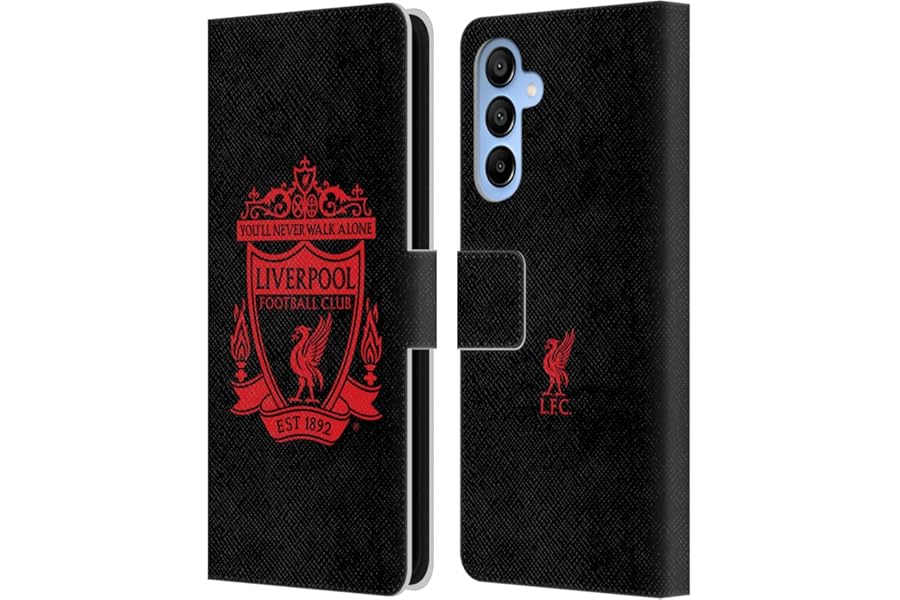 Head Case Designs Officially Licensed Liverpool Football Club Black 2 Crest 1 Leather Wallet Case Compatible With Samsung Galaxy A16 5G