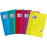 OXFORD 400074878 TOUCH A4-Heft 60 Blätter, Karo, 5 Stück-Packung Umschlag Farbenmix