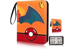 SUDWASI Trading Card Binder with Zipper,Trading Card Holder for Cards,Trainer Trading Card Album,Removable Card Holder 50 Pages, Can Hold 400 Cards,Card Folder Gifts for Boys Girls Collector