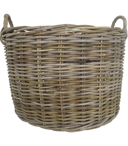 Cesto Porta Legna Vimini Cm 33x40 H Con Manico Cm 48 H In - 2