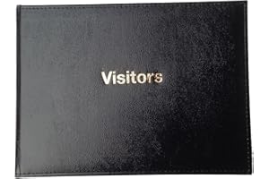 Esposti Visitors Book - Padded Vinyl Grained Cover - Gold Edged Pages - Black - Size 215 x 155 mm