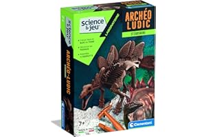 Clementoni | Coffret Stégosaure 7 Ans + | Laboratoire Archéo Ludic | Creuse Le Bloc de Terre | Fossile Os Emboitables | Manuel Illustré, Carte et Outils | Fabriqué en Italie | Cadeau pour