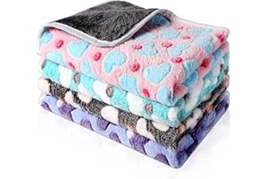 Namalu 4 Couvertures pour Cochon d'Inde en Polaire Lavables Imperméables Doublures pour Cages Absorbantes Tapis de Couchage Réutilisable pour Animaux de Compagnie (Motif de Coeur, 60 x 40 cm)