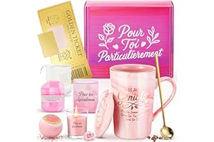 XVB Idee Coffret Cadeau Femme, Cadeau Anniversaire Femme, Saint Valentin, Personnalisé Noel Original Utile, Fete des Meres, Ensemble de Mugs en Céramique de 340 ml