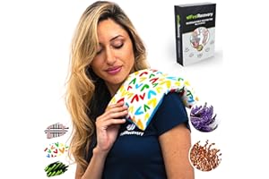 FEEL RECOVERY Saco Térmico Semillas Multiusos - Almohada para Calentar en Microondas (35x18 cm) - Bolsa de Calor - Cojín de Semillas con Funda Lavable, Tela de Algodón 100% y Olor a Lavanda (Corazones)