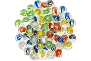 Ucradle 100 Pieces Traditional Assorted Colorful Classic Retro Glass Marbles Cat’s Eye Marbles Classic Game Toys Come in Net Bag for Arcade & Table Games Sports Toys & Outdoor