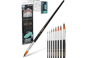 ‎CREATEK CreaTek - Haarpinsel Set [ ergonomisch & robust - kein Haarverlust ] perfekt für alle gängigen Farben | Aquarellpinsel Set, Rundpinsel Set | Pinsel Set Schule | Pinsel Aquarell, Pinsel rund