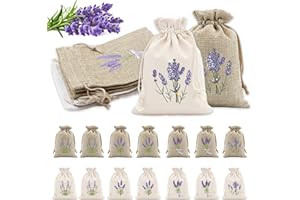 Vlecexs 16 Stück Lavendelsäckchen Leere, 10×15cm Lavendel Duftbeutel, Lavendelsäckchen mit Zugband, Auffüllbarer Duftbeutel für Die Füllung mit Lavendel und Gewürzen und Kräuter DIY Duftsäckchen