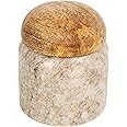 Creative Co-Op Modern Marble Canister with Wood Lid, Natural