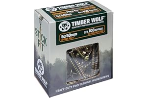 Timber Wolf TW50050 Woodscrews - 5.0 x 50mm - Box of 100, Zinc & Yellow (Gold)