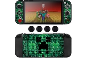 DLseego Funda Protectora para Switch OLED,Suave Acoplable Carcasa Protectora Switch OLED Resistente a los Arañazos Cubierta Protectora de TPU con 2 JoyCon Cover y 4 Tapas para Joystick-Verde Switch