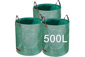 Ysguyyz Bolsas Duraderas Para Residuos De Jardín, Juego De 3 Bolsas Reutilizables Para Constructores Con Tela Industrial Resistente Y Asas Prácticas (500L)