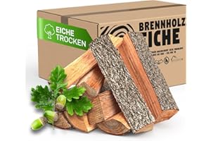 PANORAMA24 30 kg Brennholz Kaminholz Feuerholz Reine Eiche ofenfertig kammergetrocknet < 9% in 25cm (+/- 5cm)