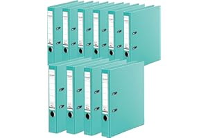 Falken - Confezione da 10 raccoglitori ad anelli con rivestimento in plastica per esterni e interni, larghezza 5 cm, DIN A4, colore pastello, colore: menta