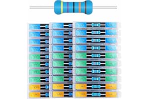 AUREVITA 1/2W 1% Metal Film Resistor Kit, 600pcs 30 Values Resistors Assortment Kit Individual Compartment 1 Ohm-1M Ohm, Electronic Component kit for Electronics Projects, Education and repair resistor pack