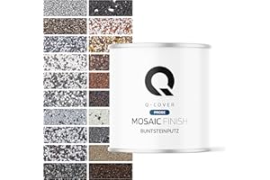Q-COVER Buntsteinputz Tester Flüssige Farbprobe 2,5 kg Putzprobe Sockelputz Mosaikputz Dekorativputz