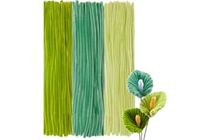 GUWINA 300 Piezas Limpiapipas Manualidades Verde Brillante, 30 cm Largo y 8 mm Grosor, Set de Limpia Pipas Coloridos, Tallos Chenilla en 3 Colores Pastel para Flores DIY y Decoraciones Festivas