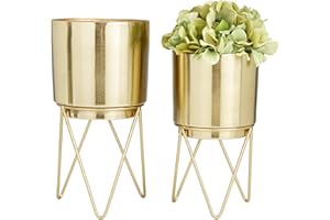Deco 79 CosmoLiving by Cosmopolitan Decorative Indoor Outdoor Planter, Flower Pot for Living Room, Kitchen, Office, Patio Entryway, Metal, Gold
