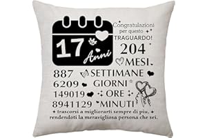 ACONESONG 17 ° Compleanno Decorazioni Regalo per Lei 17 Anni Compleanno Regali per Ragazze e Ragazzi 45 x 45 Cuscino Copertura Figlia Figlio Sorella Fidanzata Fidanzati Fidanzati 17th Idee Compleanno (17 Anni)