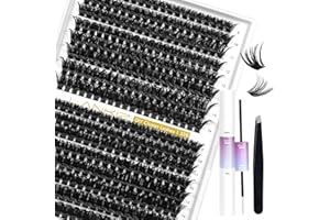 ‎LANKIZ LANKIZ Wimpern Extensions Set, 60D+80D DIY Lash Extension Set, 312pcs Wimpernverlängerung Set, D Curl 9-16mm Mix Einzelne Wimpern mit Wimpernkleber & Applicator Wimpern Cluster Kit (60D+80D -D-Kit)
