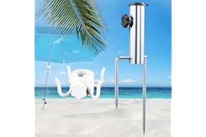 DBPBToU Pied de Parasol Plage en métal, Support Parasol réglable, Petit Parasol Plage avec Crochets de Parapluie Assortis,pour la pêche/Les Parcs extérieurs/Les plages Ouvertes