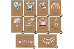 ‎DMHSGIFT Geburtstagskarten 20er-Set mit Umschlag - Glückwunsch Klappkarten - Geschenkkarte Geburtstag - Glückwunschkarte für Männer und Frauen