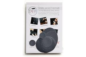 DJR Down Jacket Repair Patches: Easy to Use, Pre-Cut, Self-Adhesive, Soft, Waterproof Fabric, Tear-Resistant Rip-Stop Nylon Fabric Patches for Clothing, Down Jacket Patches, Outdoor Gear - Dark Grey