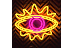 Eufrozy 10 Dimmable Eye Neon Sign, 42 * 31cm LED Yellow Pink Wall Art Neon Light with USB Powered Switch, Freeky Evil Eyes Neon Decor for House Bedroom Hotel Restraunt Bar Party Room Gift