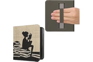 kwmobile Étui Compatible avec Kobo Libra Colour Coque - Étui à Rabat magnétique Tablette eReader Similicuir avec Sangle - Noir-Beige