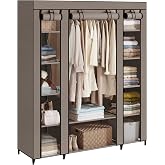 SONGMICS Fabric Wardrobe, 12 Compartments, 150 x 45 x 175 cm | Wardrobe Wardrobe with Non-Woven Fabric Cover, Metal Frame, Be