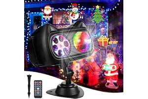 ChicDwell 2-in-1 Christmas and Halloween Projector Light,12 HD Slides (72 Patterns + 10 Ocean Waves),Waterproof LED Landscape Light with Remote Control Timer for Indoor & Outdoor Holiday Decorations