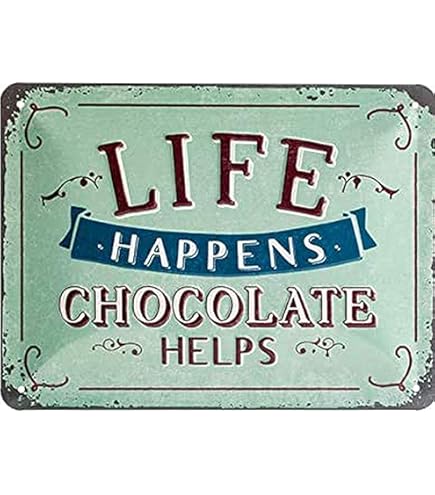 Targa Vintage In Metallo 'Life Happens – Chocolate Helps' - Decorazione Retro Per Cucina O Casa - Foto 12
